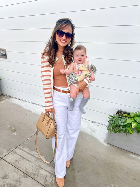 White jeans, striped cardigan, old money aesthetic 

#LTKSpringSale #LTKbaby #LTKsalealert