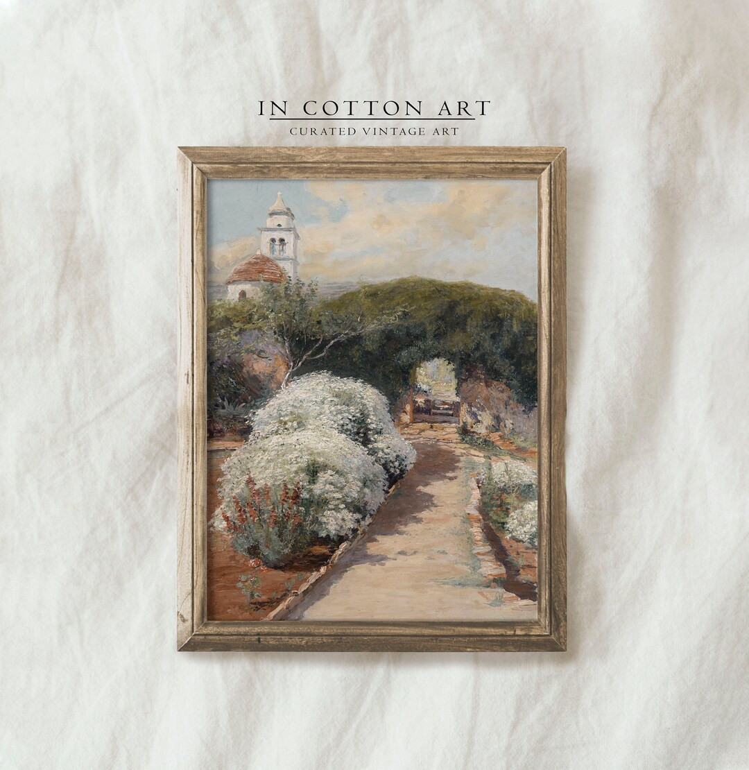 Vintage Garden Oil Painting PRINTABLE / Spring Floral Landscape Art Print / Rustic European Villa... | Etsy (US)