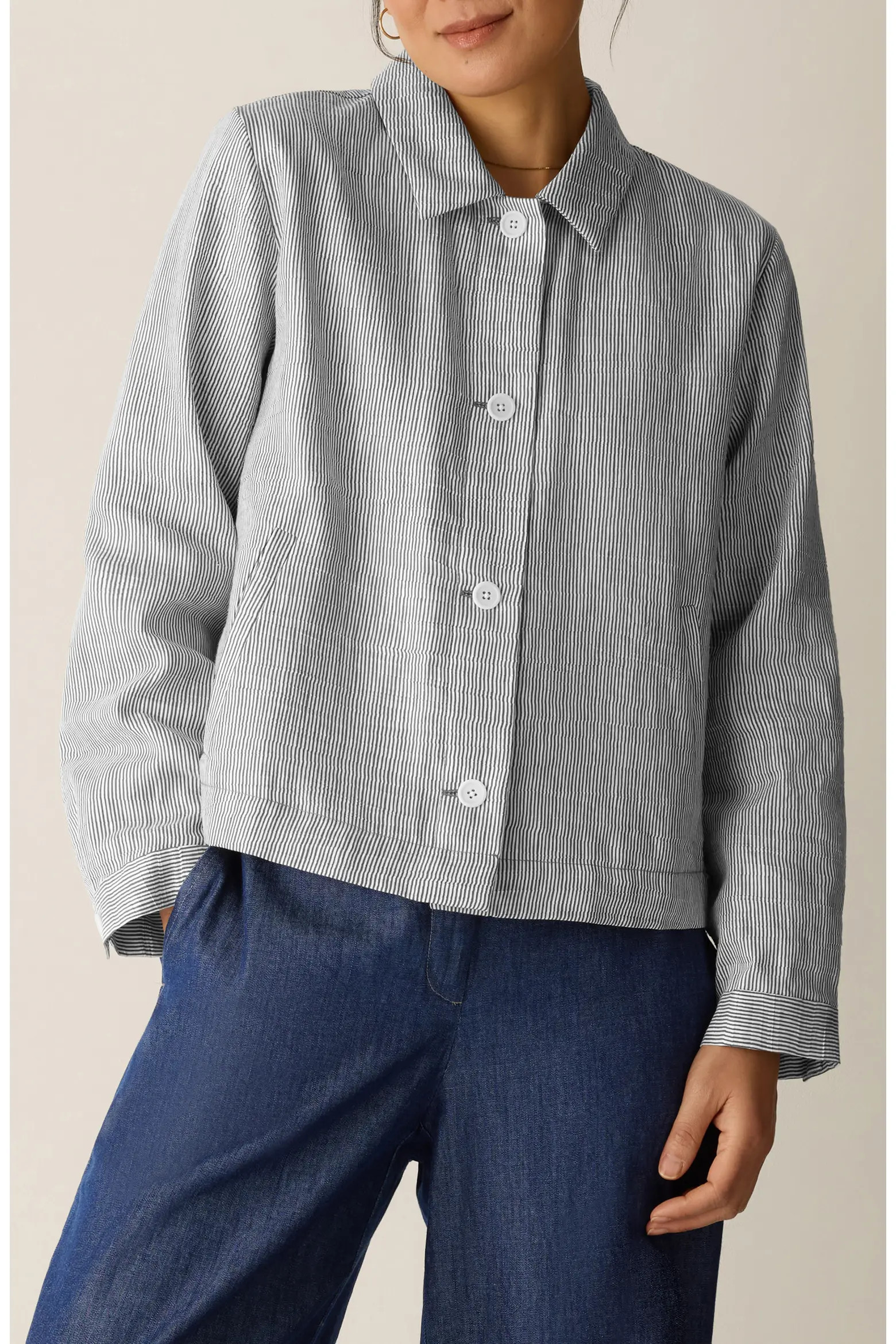 Classic Collar Linen Blend A-Line Jacket (Women) | Nordstrom | Nordstrom