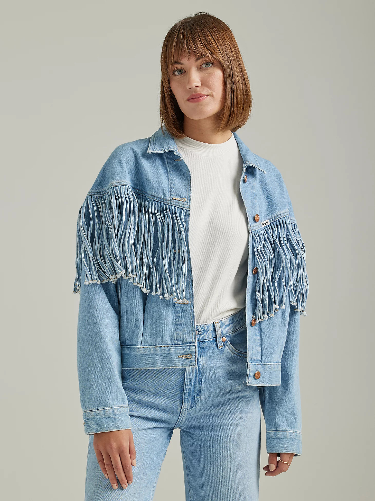 Womens Throwback Fringe Jacket:Cloud Nine:XS | Wrangler