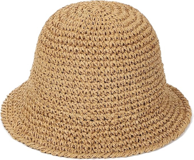 Womens Sun Hat Handmade Straw Bucket UV Protection Wide Brim Packable Travel Summer Cap for Beach... | Amazon (US)