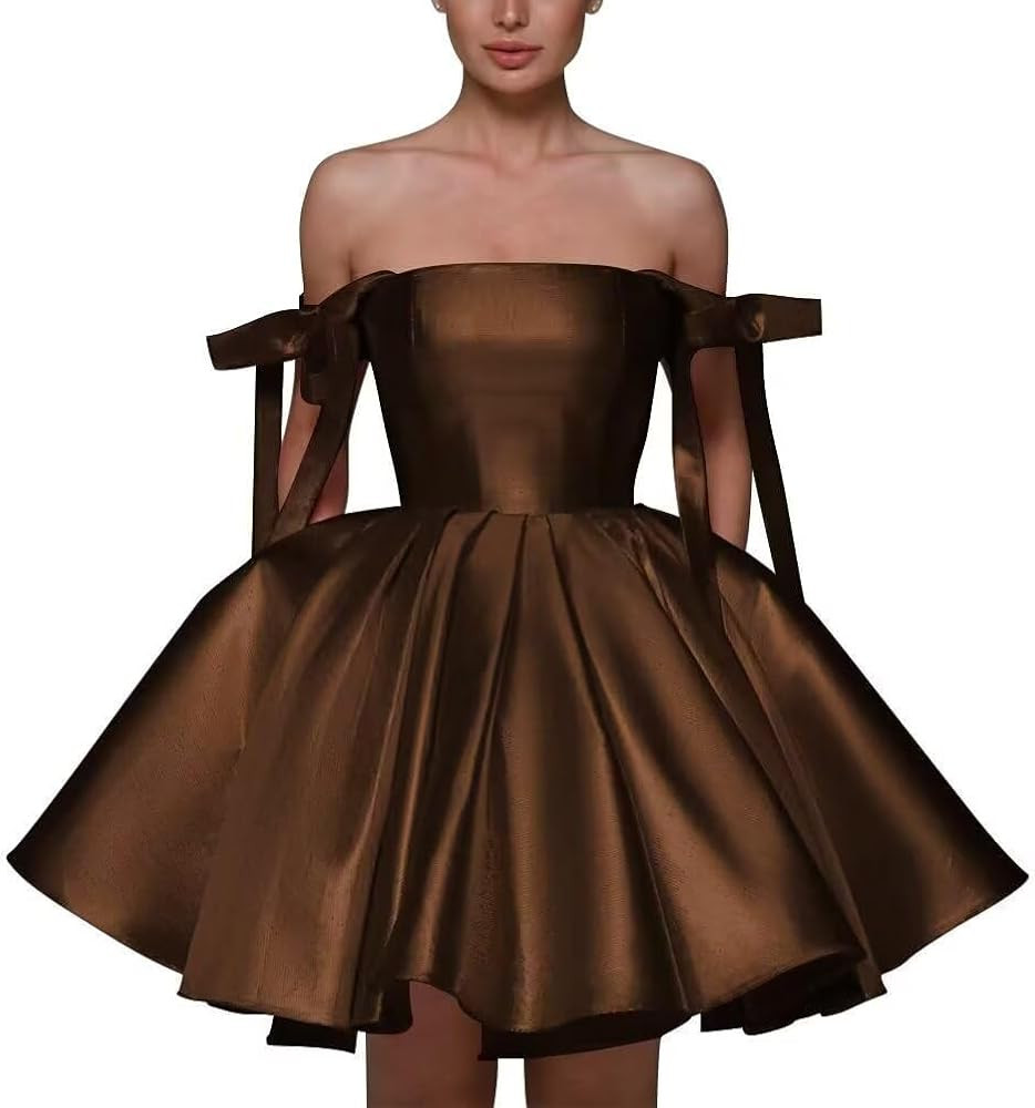 Satin Homecoming Dresses for Teens with Pockets Spaghetti Straps A Line Short Prom Dress Evening ... | Amazon (US)