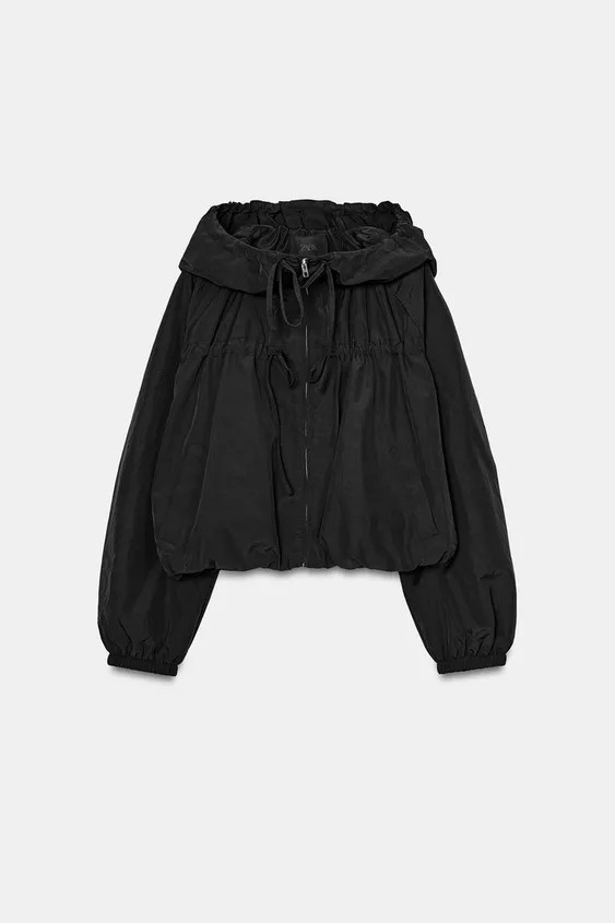 High-neck jacket with an adjustable hoodie. Long sleeve with elastic cuffs. Side pockets with sna... | Zara AU