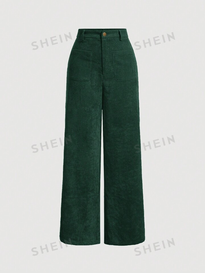 SHEIN MOD Women's Casual Solid Color Straight Corduroy Pants ,Back To School Clothes,Frenchies,Wo... | SHEIN