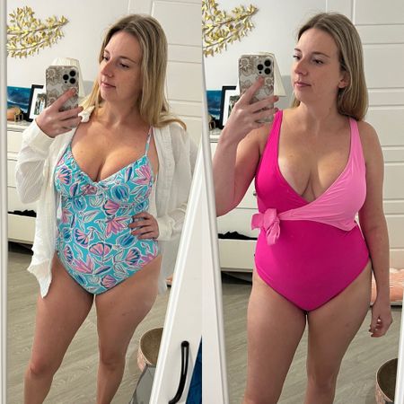 Pink Lily Swimsuit Try On - both are on sale!! $25-$35 total! 

One piece swimsuits, flattering one piece, size medium one piece swimsuit, beach vacation, beach essentials, one piece bathing suits 

#LTKsalealert #LTKfindsunder50 #LTKswim