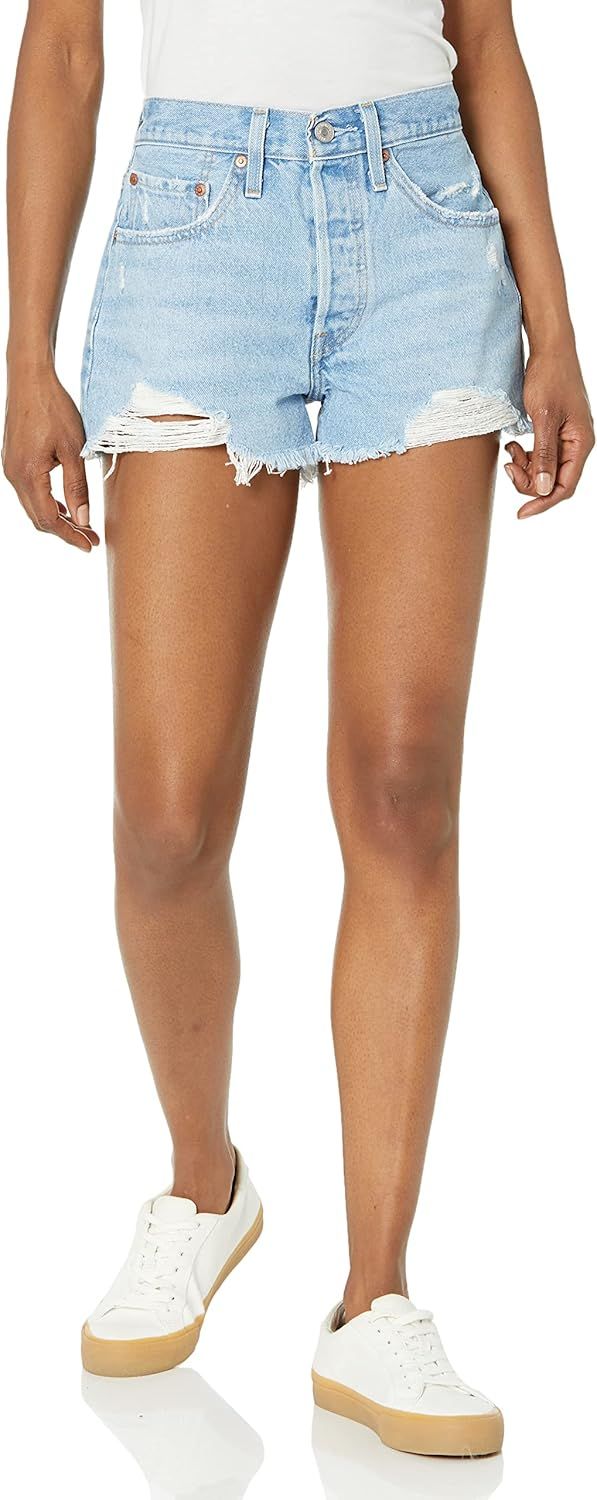 Levi's Women's Premium 501 Original Shorts, High Rise, Slim Thigh, Button Fly, Cotton | Amazon (US)
