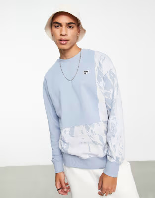 Puma marble print colorblock sweatshirt in blue - exclusive to ASOS | ASOS (Global)
