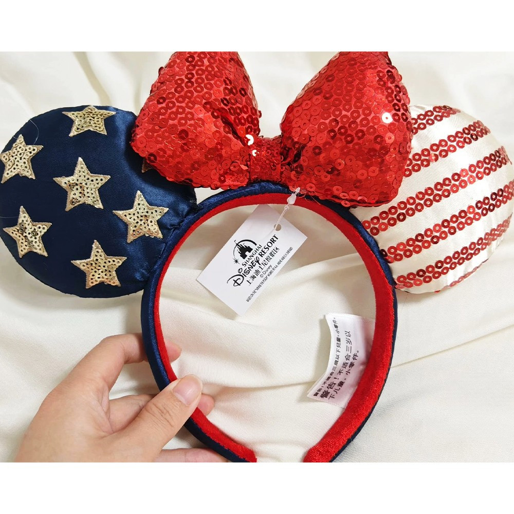 Disney Parks American Stars Stripes Flag Sequins Minnie Ears Bow Headband Gifts | eBay | eBay US