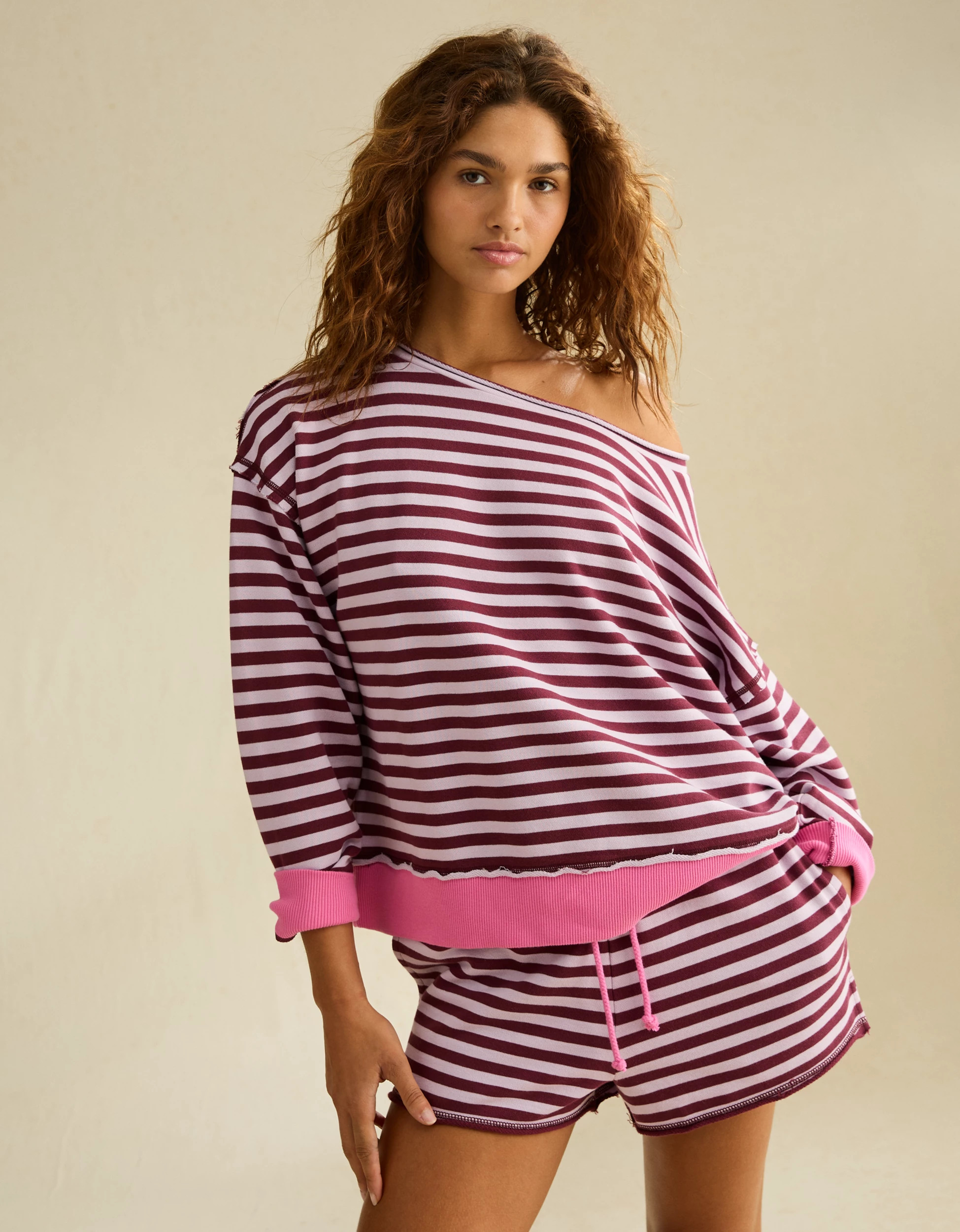 AE On a Roll Off-the-Shoulder Sweatshirt | American Eagle Outfitters (US & CA)