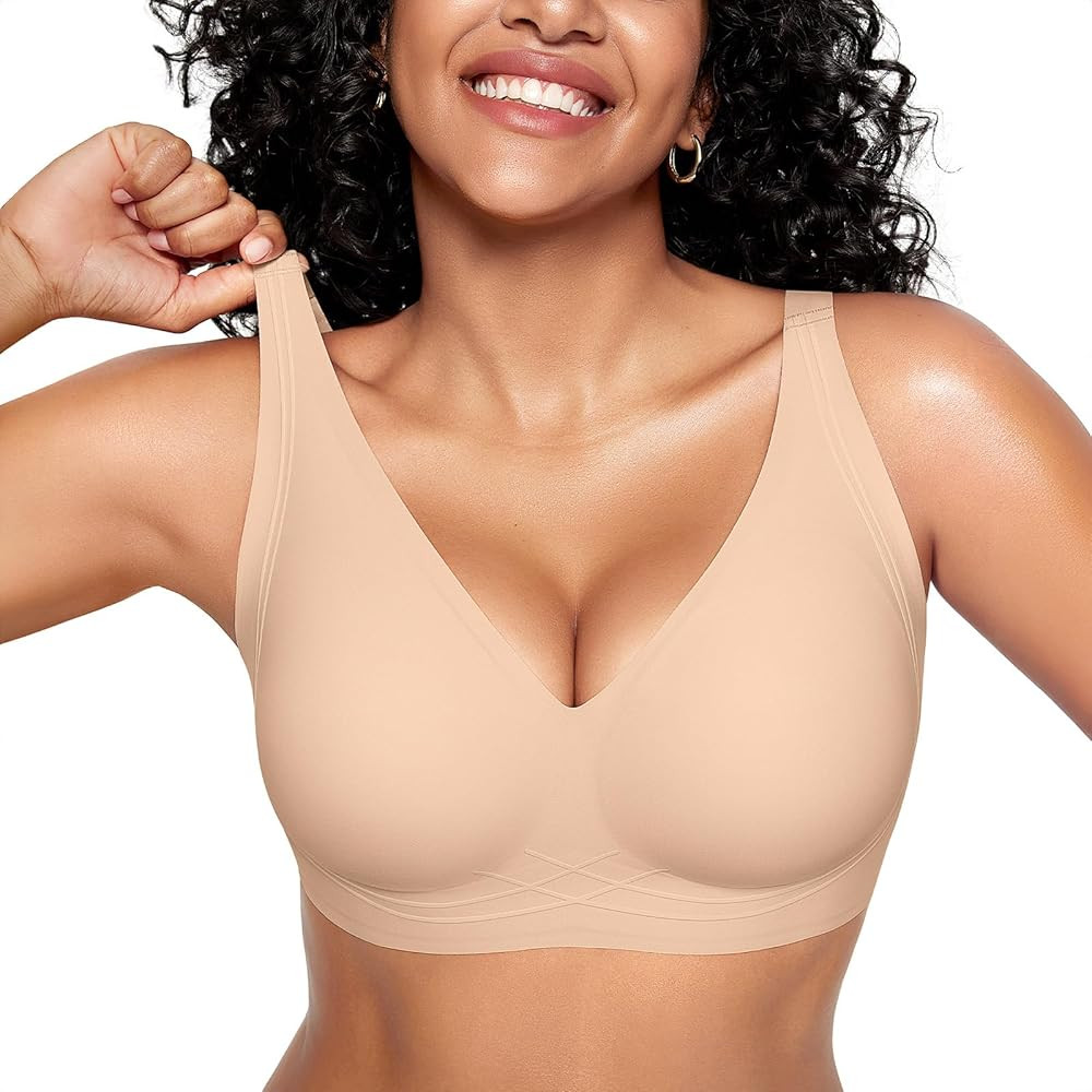 Seamless Wireless Bras for Women Full Coverage Push Up Bra Comfortable No Underwire Bralettes Dee... | Amazon (US)