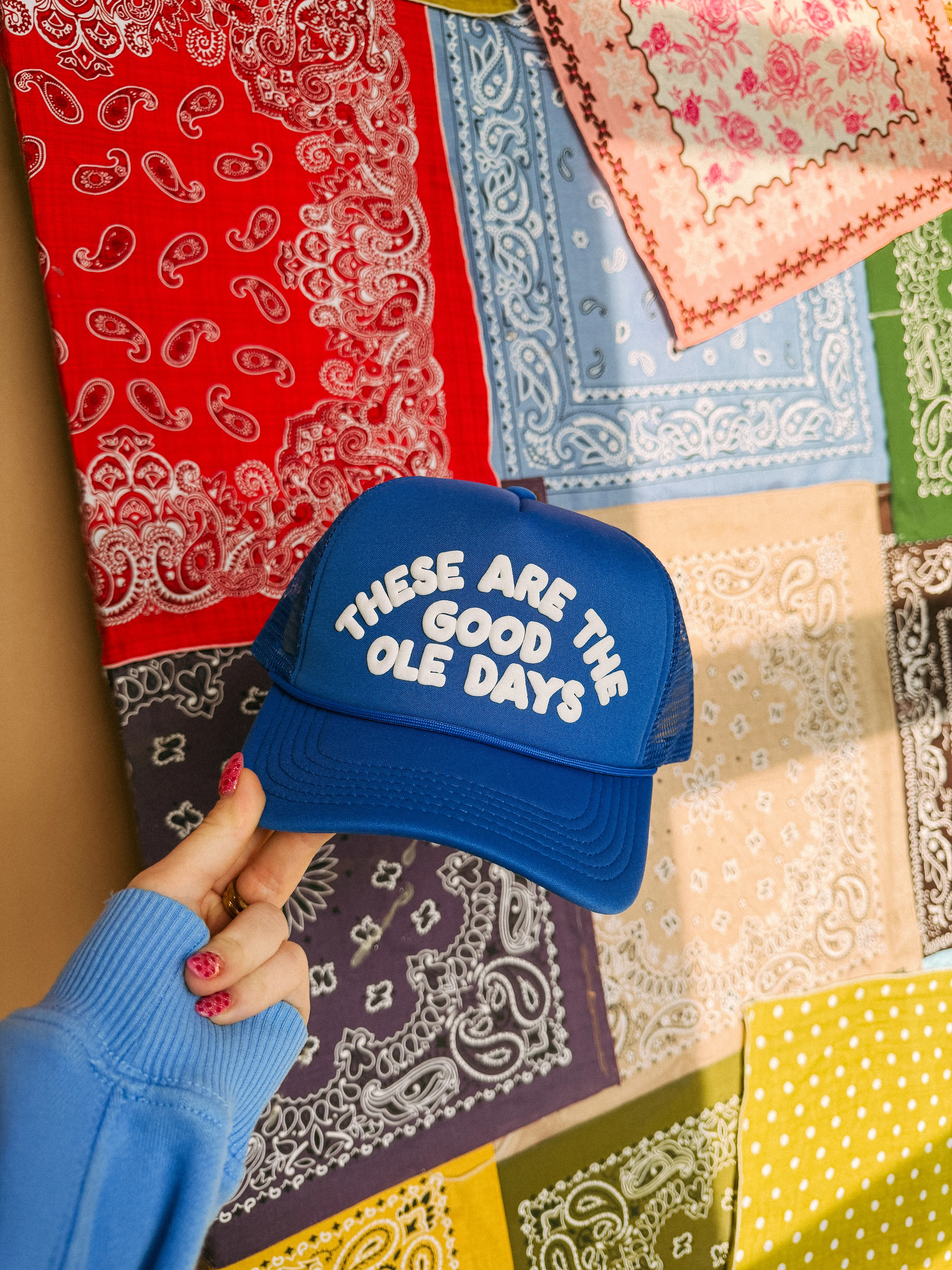 ETTA OG | these are the good ole days trucker hat - blue | Etta+East