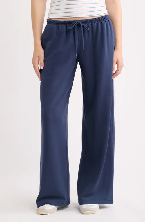 BP. Narrow Waistband Baggy Wide Leg Sweatpants in Navy Indigo at Nordstrom, Size Medium | Nordstrom