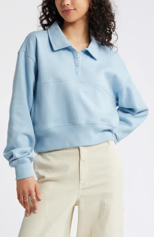 BP. Polo Fleece Sweatshirt in Blue Falls at Nordstrom, Size Xx-Small | Nordstrom