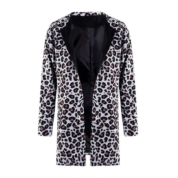 Women's Long Sleeve Blazer Cardigan Tops Leopard Print Coat Jackets Formal Suit | Walmart (US)