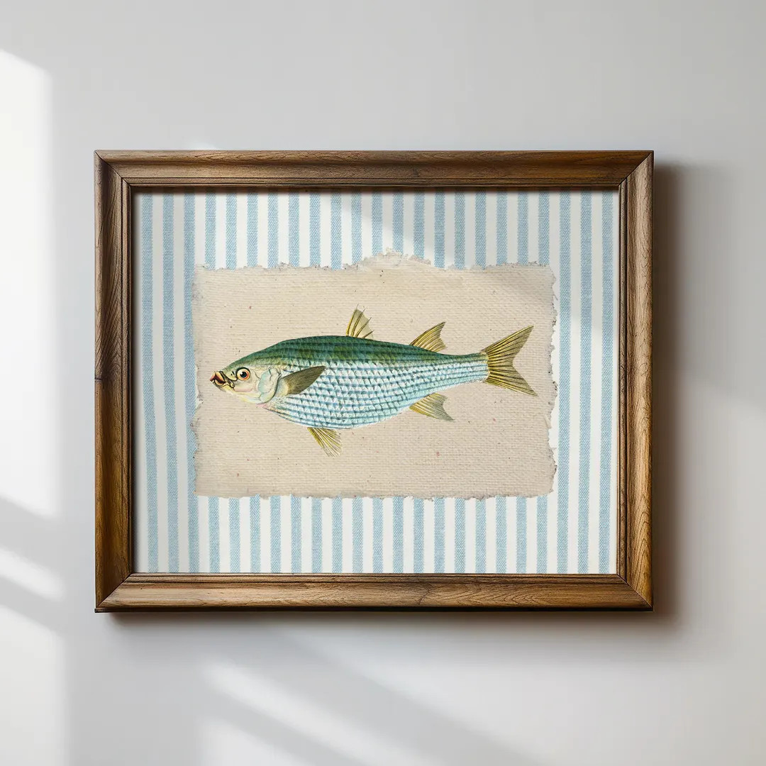 Striped Mullet Fish Print: Botanical Cottagecore Wall Art, Digital Downloads, Art Print, Gift Ide... | Etsy (US)