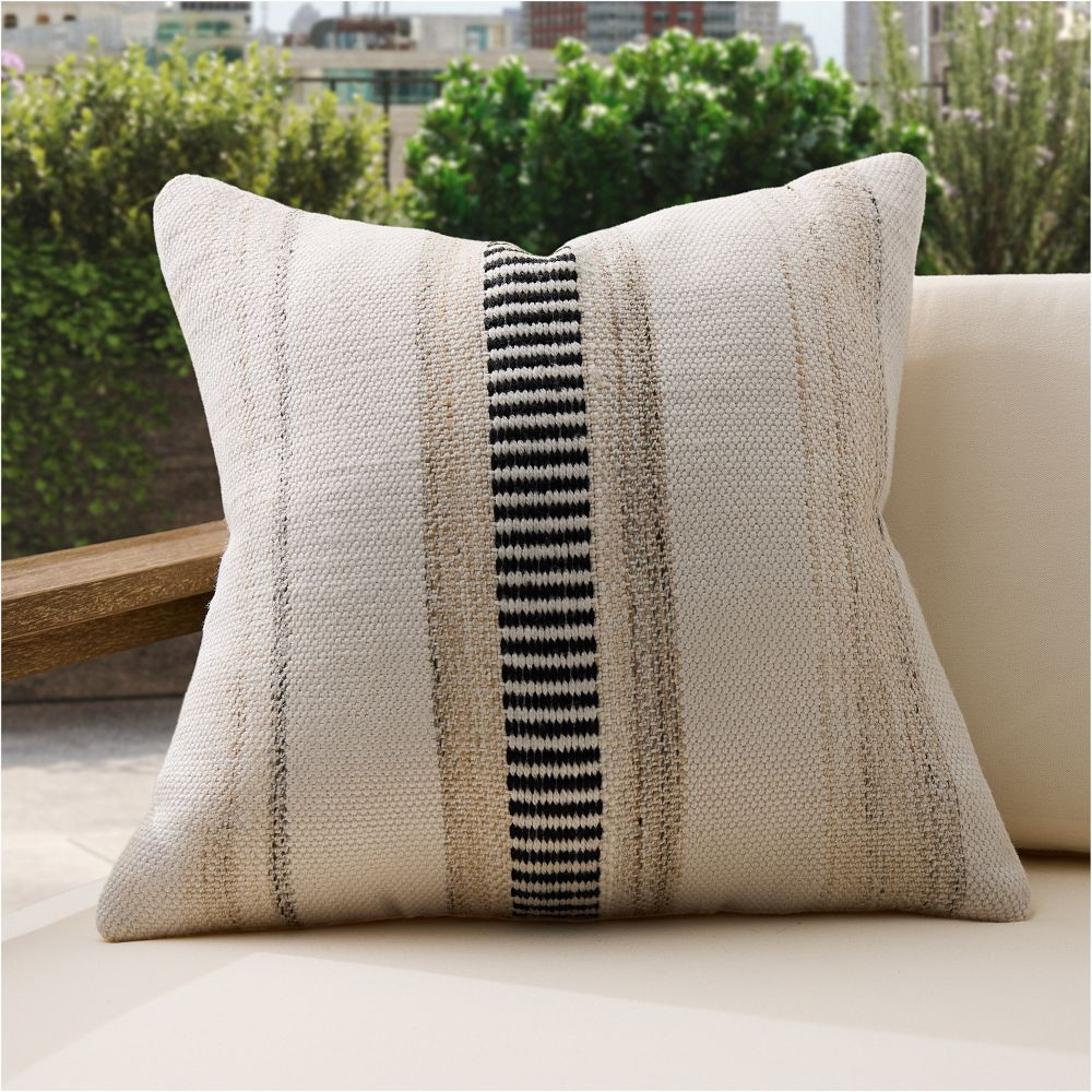 Outdoor Natural Split Stripe Pillow | West Elm (US)