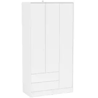 Cambridge White Wardrobe with 3 Doors and 2 Drawers 402001760001 - The Home Depot | The Home Depot