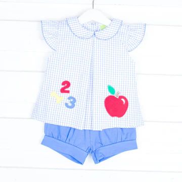 Apple 123 Front Pleat Short Set Royal Blue | Classic Whimsy
