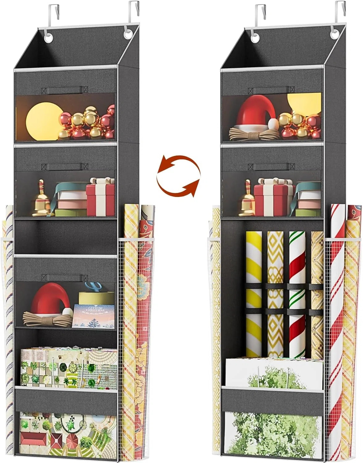 Over Door Wrapping Paper Organizer Storage With 3 Removable Drawers & Side Pockets | Wayfair North America