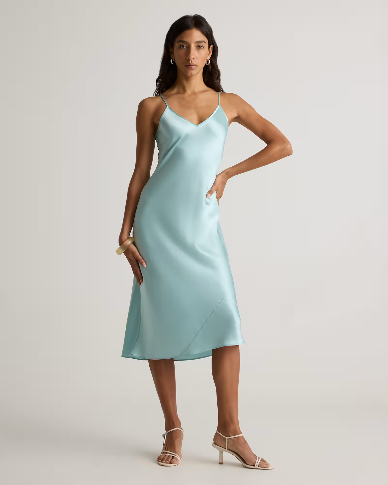 100% Washable Silk Slip Dress in Aqua Pearl | Quince