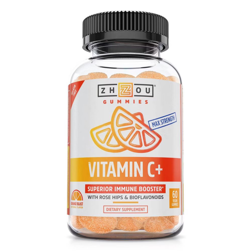 Zhou Vitamin C+ Dietary Supplement Vegan Gummies - Rose Hips & Bioflavonoids - 60ct | Target