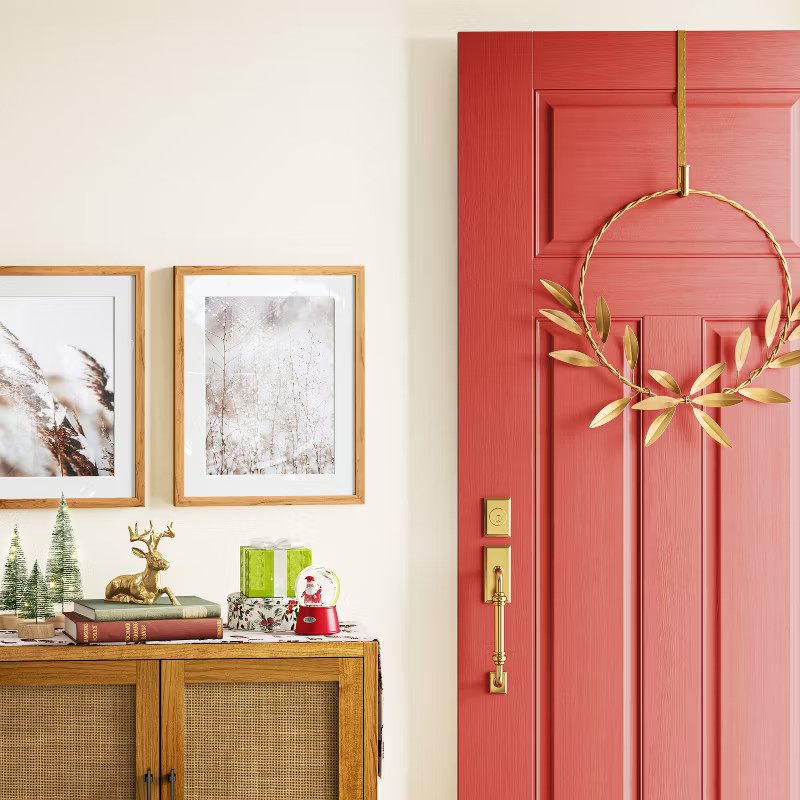 22" Dia Closed Metal Laurel Wreath Decorative Wall Sculpture Gold - Threshold™ | Target