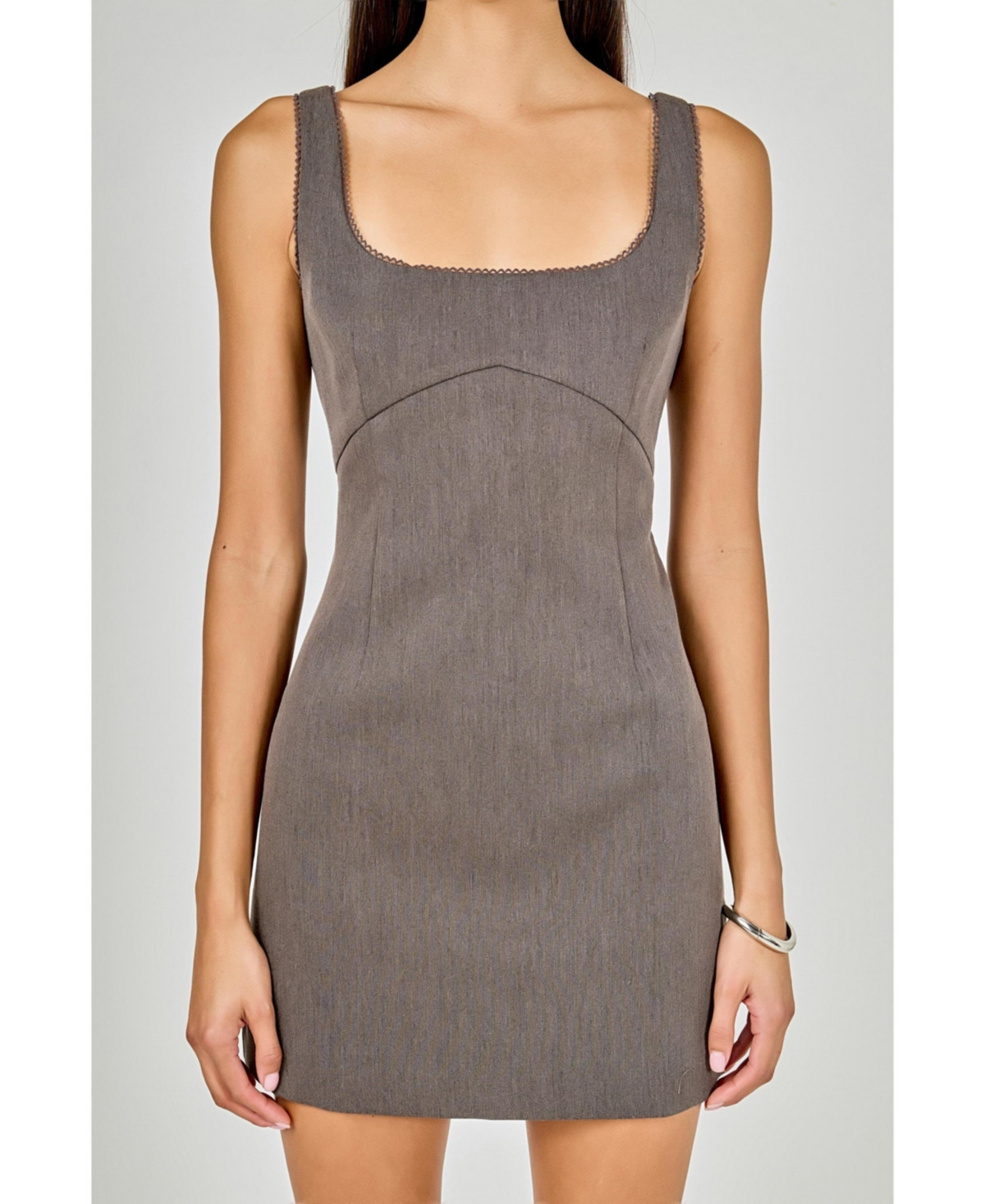 endless rose Women's Lace Trim Mini Dress - Heather grey | Macy's