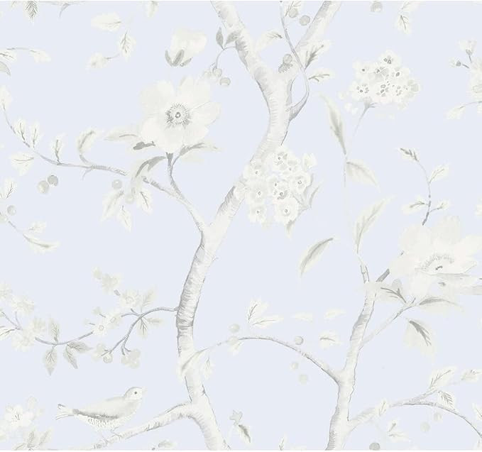 Lillian August Southport Floral Trail Unpasted Wallpaper (Blue Frost and Cove Gray) | Amazon (US)