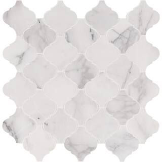 MSI Calacatta Cressa Arabesque 12 in. x 12 in. x 10 mm Honed Marble Mosaic Tile (10 sq. ft. / cas... | The Home Depot