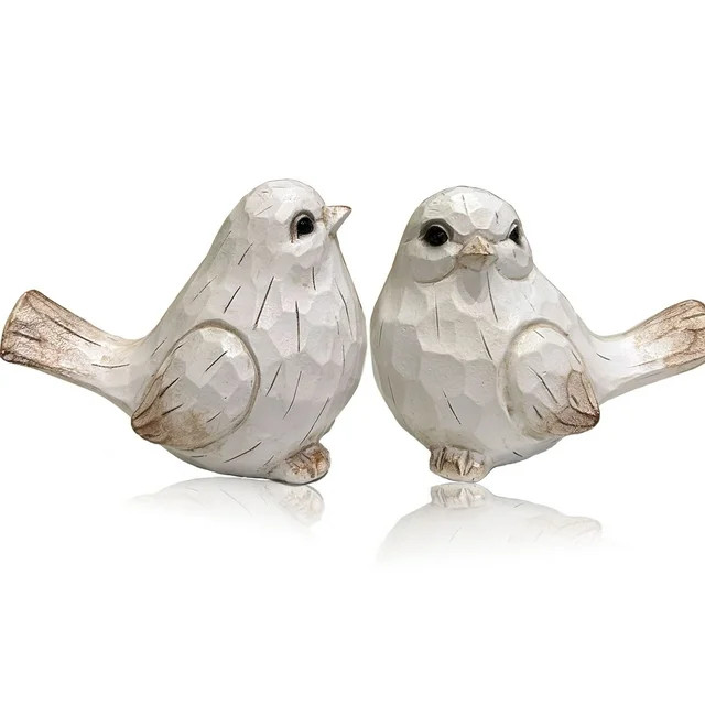 Farmhouse Bird Decor Resin Bird Figurines - Set of 2, Vintage & Modern Bird Decor Statue for Home... | Walmart (US)