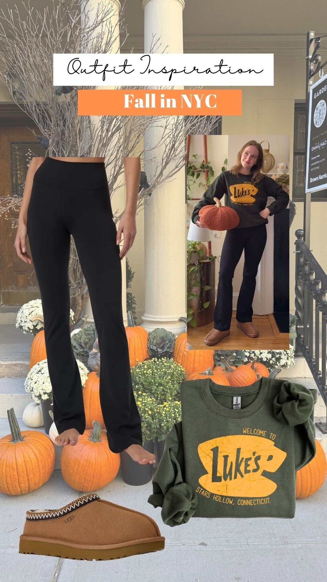 Comfy fall outfits. Etsy likes dinner sweatshirt. And favorite booty boost leggings. Wearing small petite size up 1