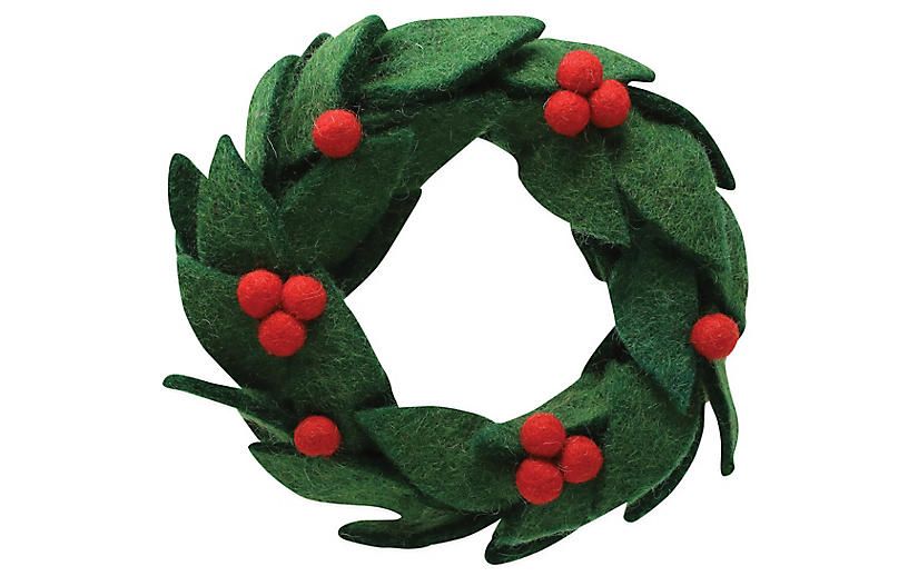 Felt Wreath Ornament, Red | One Kings Lane