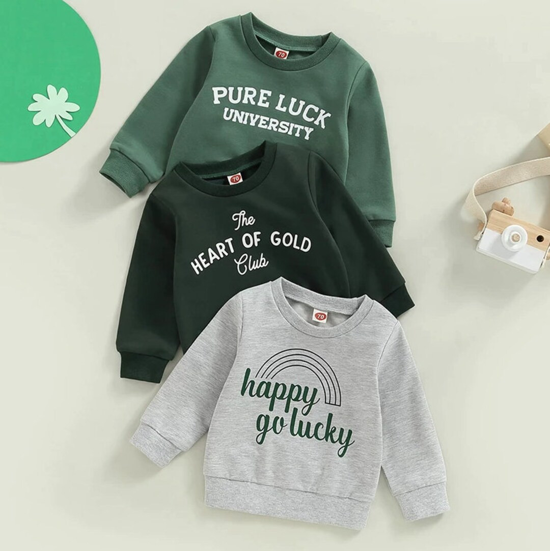 St Patricks Day Toddler Sweatshirt, Happy Go Lucky Toddler Sweatshirt,Baby Boys Girls Patrick Day... | Etsy (US)