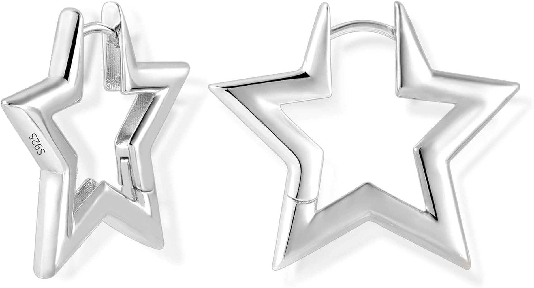 ALEXCRAFT Gold Hoop Earrings for Women Girls Hypoallergenic Sterling Silver Geometric Star Rhombu... | Amazon (US)