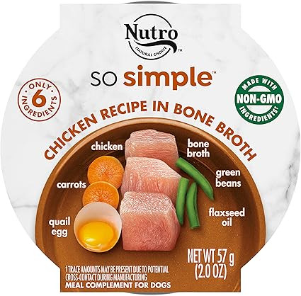Nutro So Simple Meal Complement Wet Dog Food Chicken Recipe in Bone Broth, 2 oz. Tubs, Pack of 10... | Amazon (US)