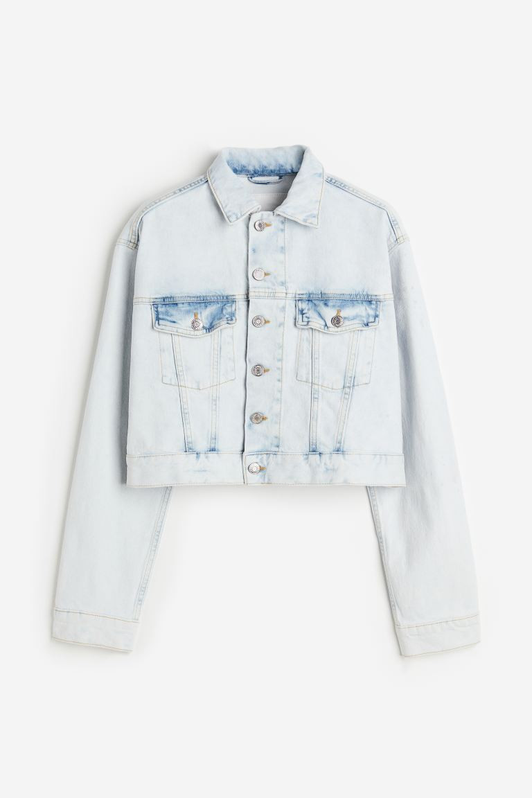 Crop Denim Jacket - Long sleeve - Crop - Pale denim blue - Ladies | H&M US | H&M (US + CA)