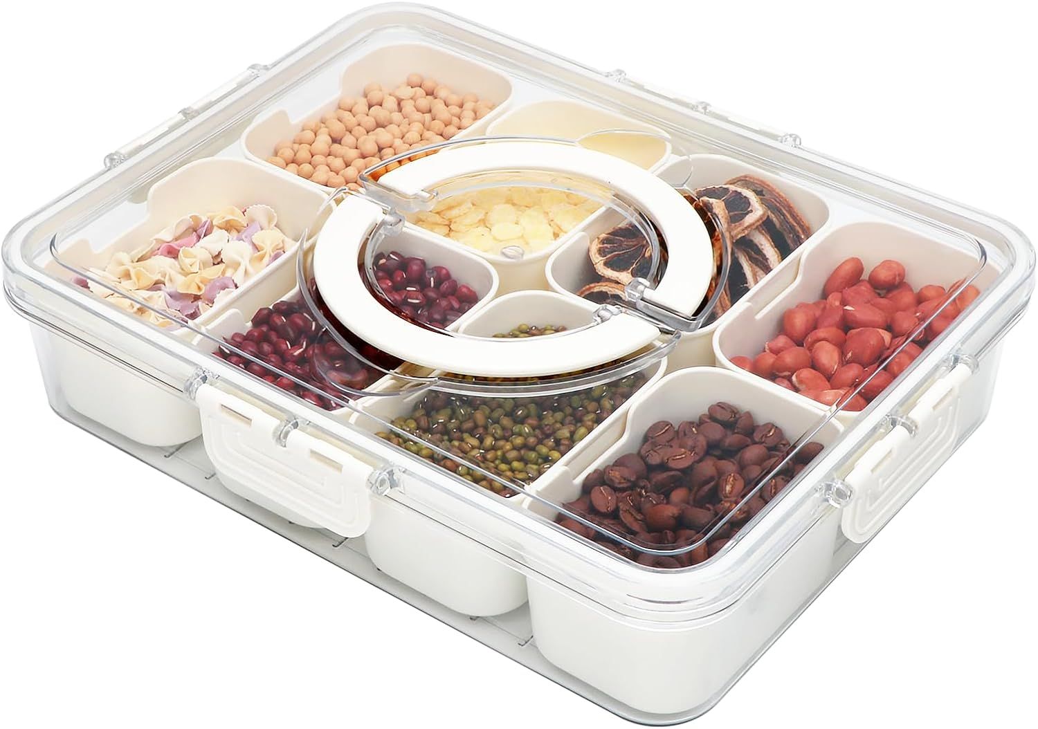 Reusable Divided Serving Tray with Lid,Snack Tray with Lid and Handle for Portable Snack Platters... | Amazon (US)