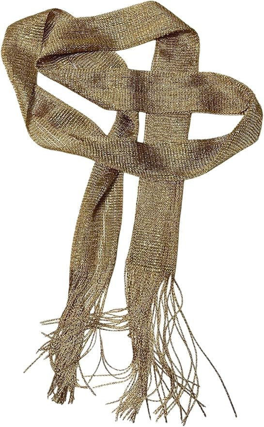 Verdusa Women's Shiny Fringe Thin Scarf Elegant Lightweight Neck Scarves | Amazon (US)