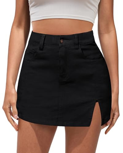 Vetinee Jean Skorts for Woman High Waisted Trendy Slit Stretchy Denim Skirt with Shorts Y2K Casua... | Amazon (US)