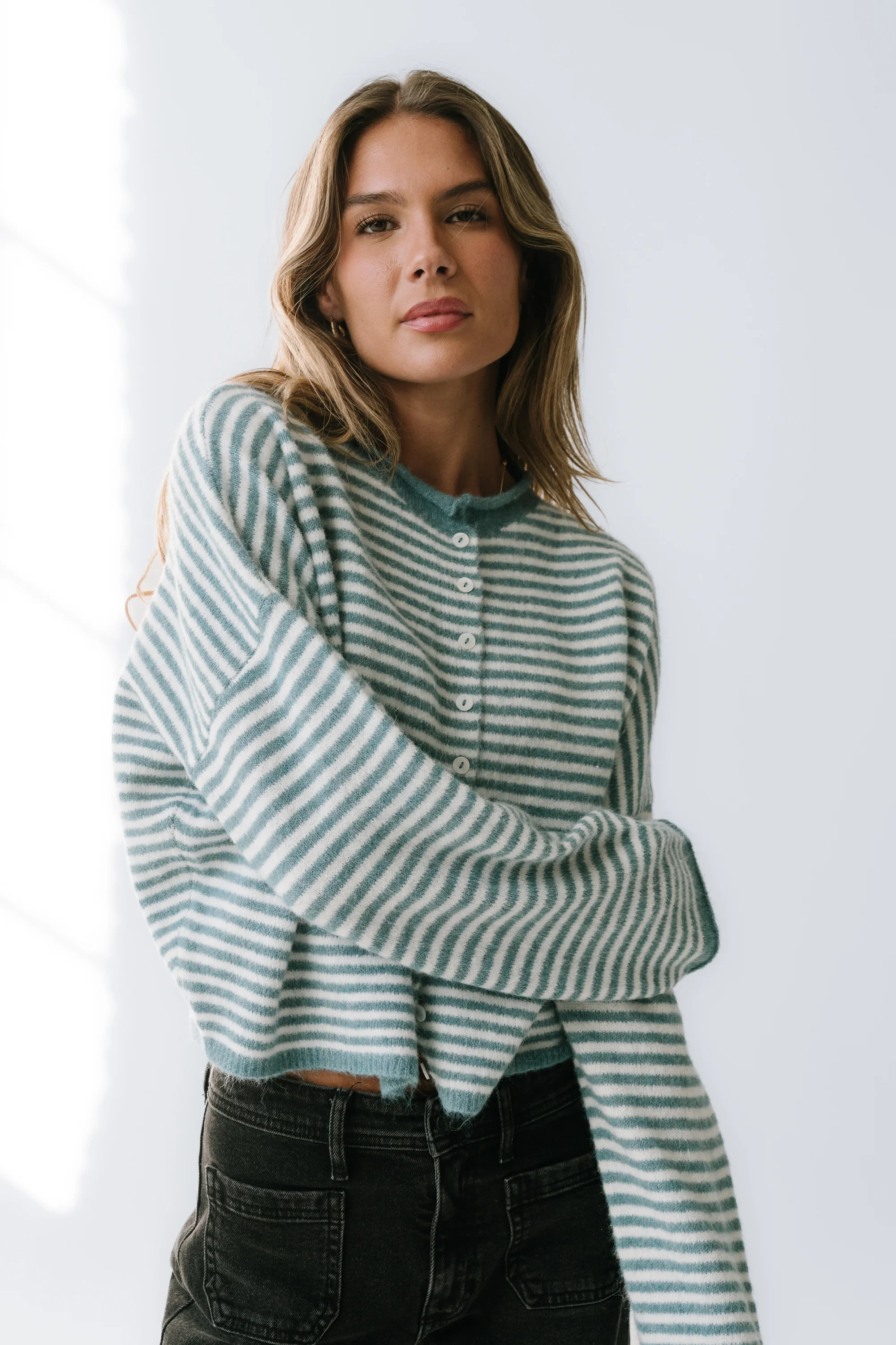 Miriam Striped Cardigan in Blue | Böhme US