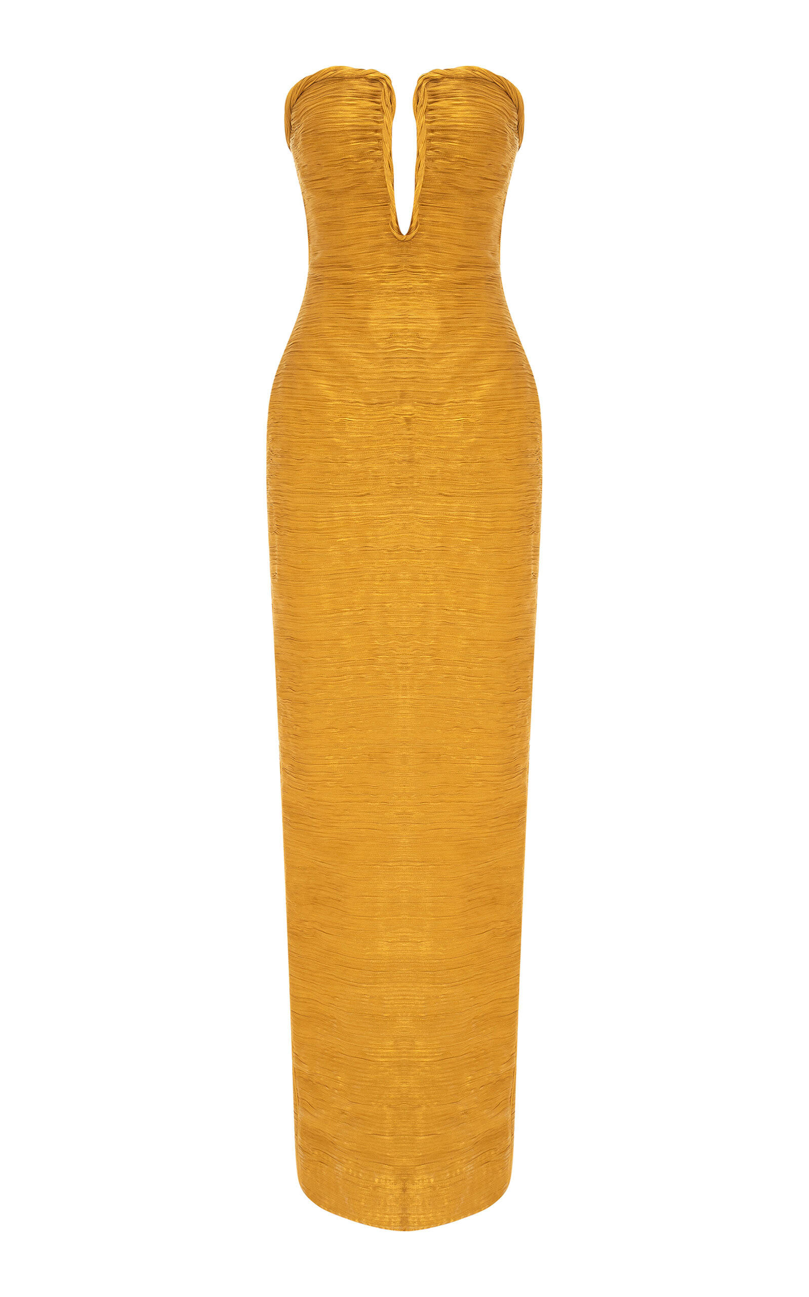 Strapless Plissé Column Gown with Cape | Moda Operandi (Global)