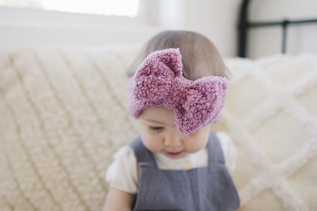 Snuggle Sweetheart Sherpa Baby Bow Headband | Etsy (US)