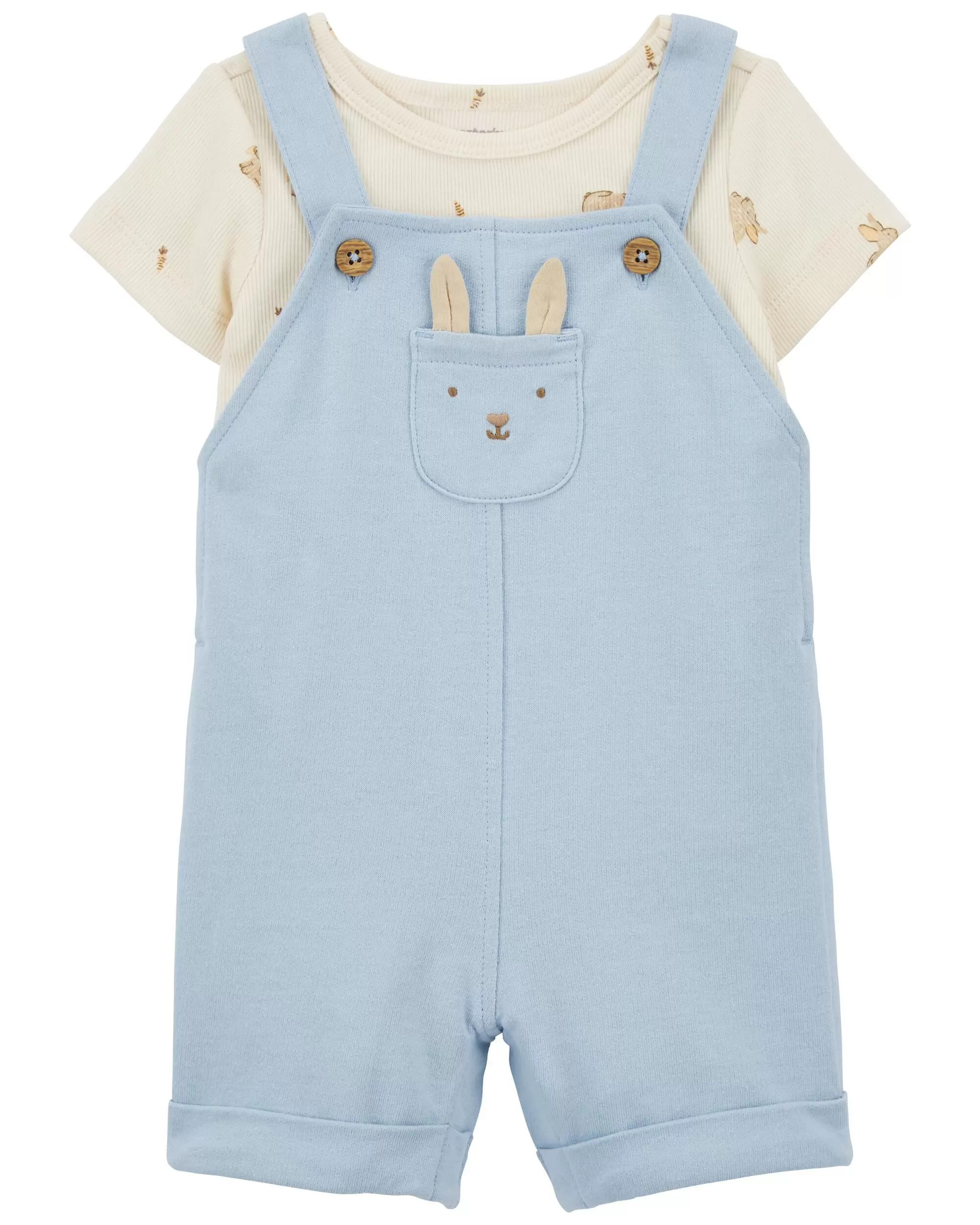 Blue/Cream Baby 2-Piece Tee & Bunny Shortall Set | carters.com | Carter's