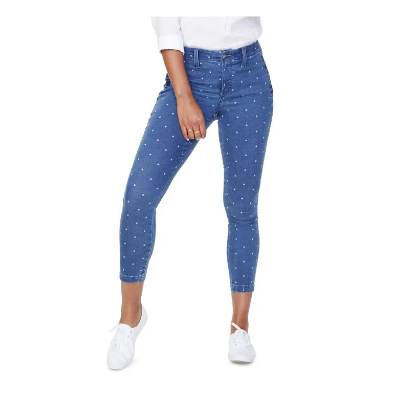 NYDJ Womens Plus Ankle Polka Dot Skinny Jeans Blue 8 | Walmart (US)