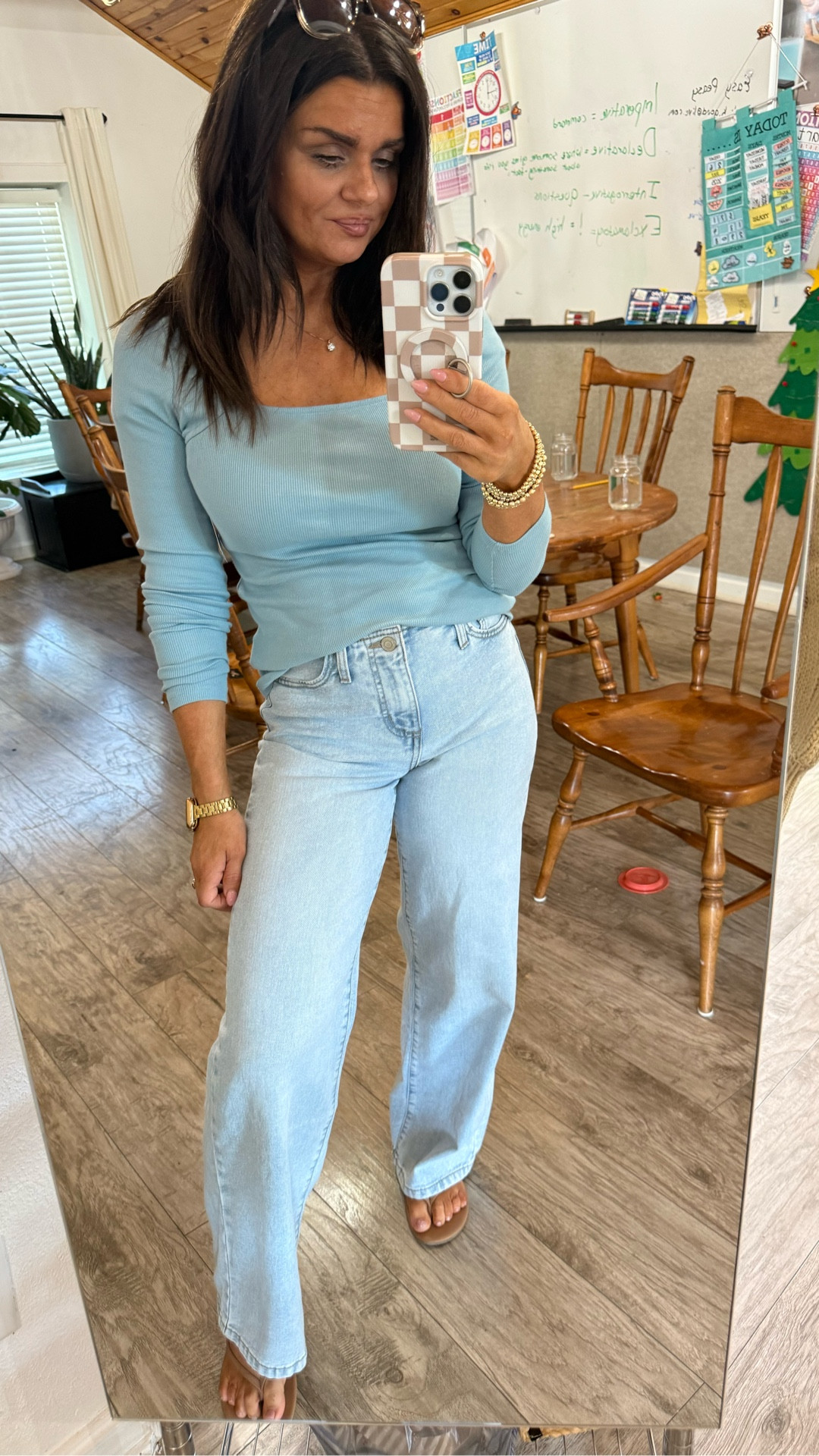 
Wearing size extra small that seems to be much true size and no boundaries but I will say I’m normally 128 pounds and right now I’m 133. I am super bloated so I probably could’ve done a size even smaller. I am 5 foot 3 1/2 . These are really really good if you don’t want high-rise or if high-rise just really pooches out on you it’s probably because you need to be in more junior sizing. You might not have the hips for women sizing and I mean that lovingly because I’m a woman and I have hips but they just tend to make women’s jeans a lot more hippie lol I don’t know how to describe it. Let me know if it works for you.

#LTKFindsUnder50 #LTKPetite #LTKStyleTip