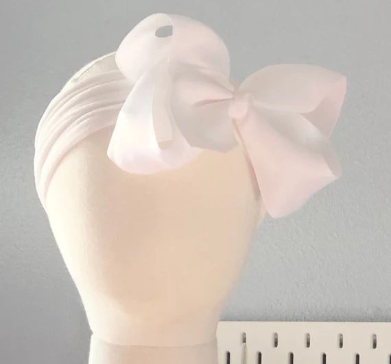 Boutique WHITE  Big Bow nylon Headband Headwrap Hair Bow Infant Toddler Big Girl Wedding Baptism | Etsy (US)