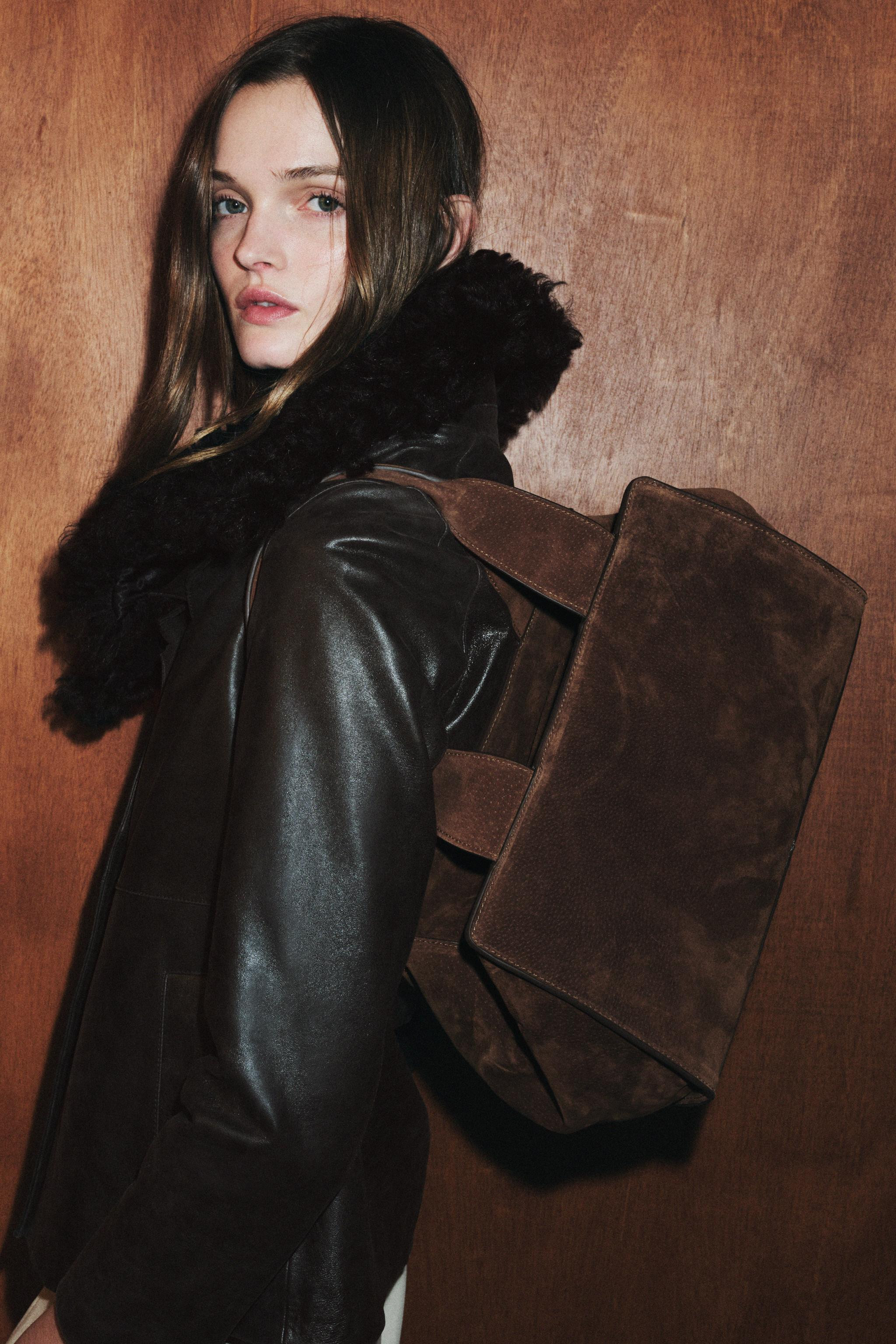 DOUBLE HANDLE SPLIT LEATHER BAG | Zara US