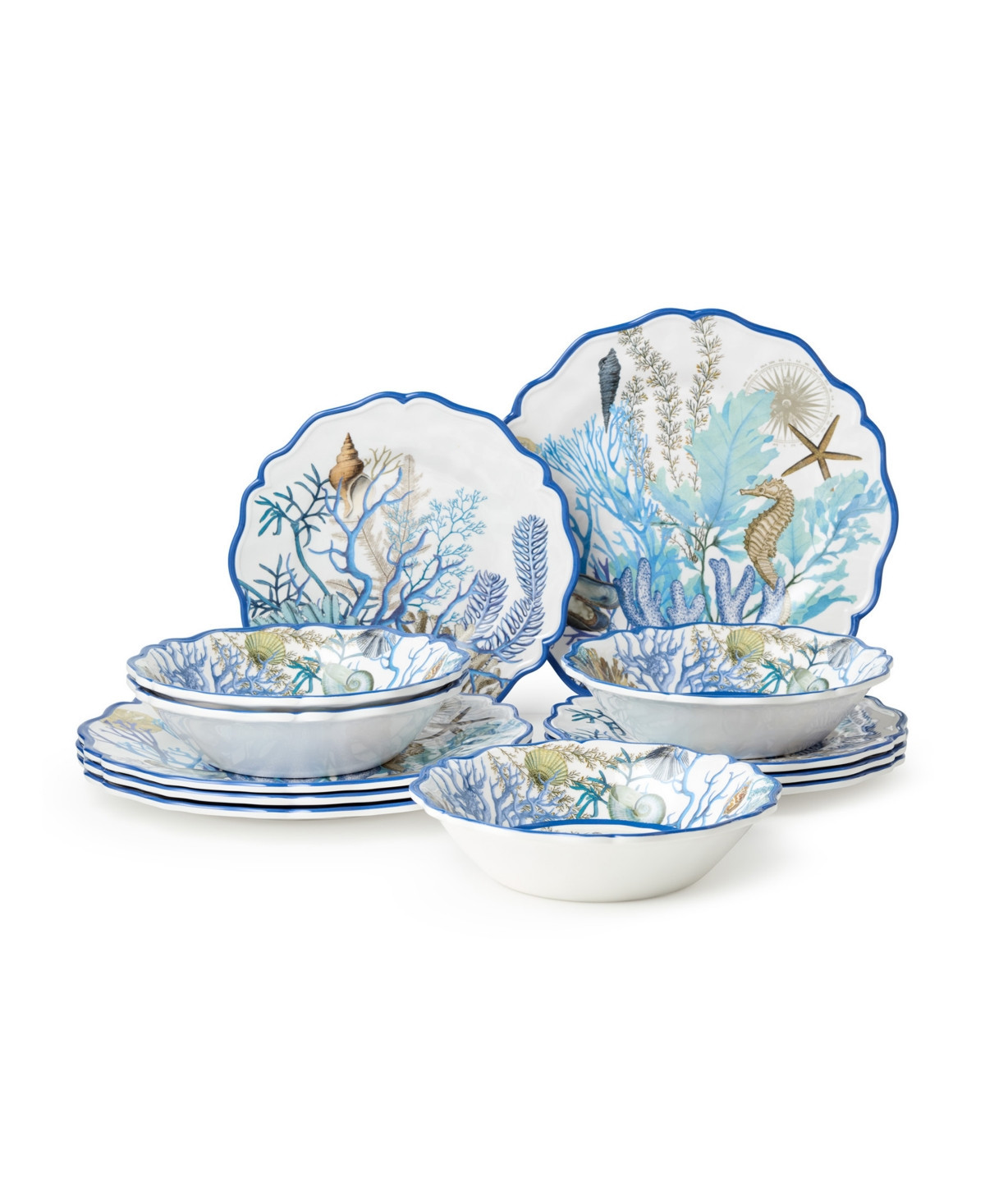 Certified International Blue Lagoon Melamine 12-Pc. Dinnerware Set, Service For 4 | Macy's