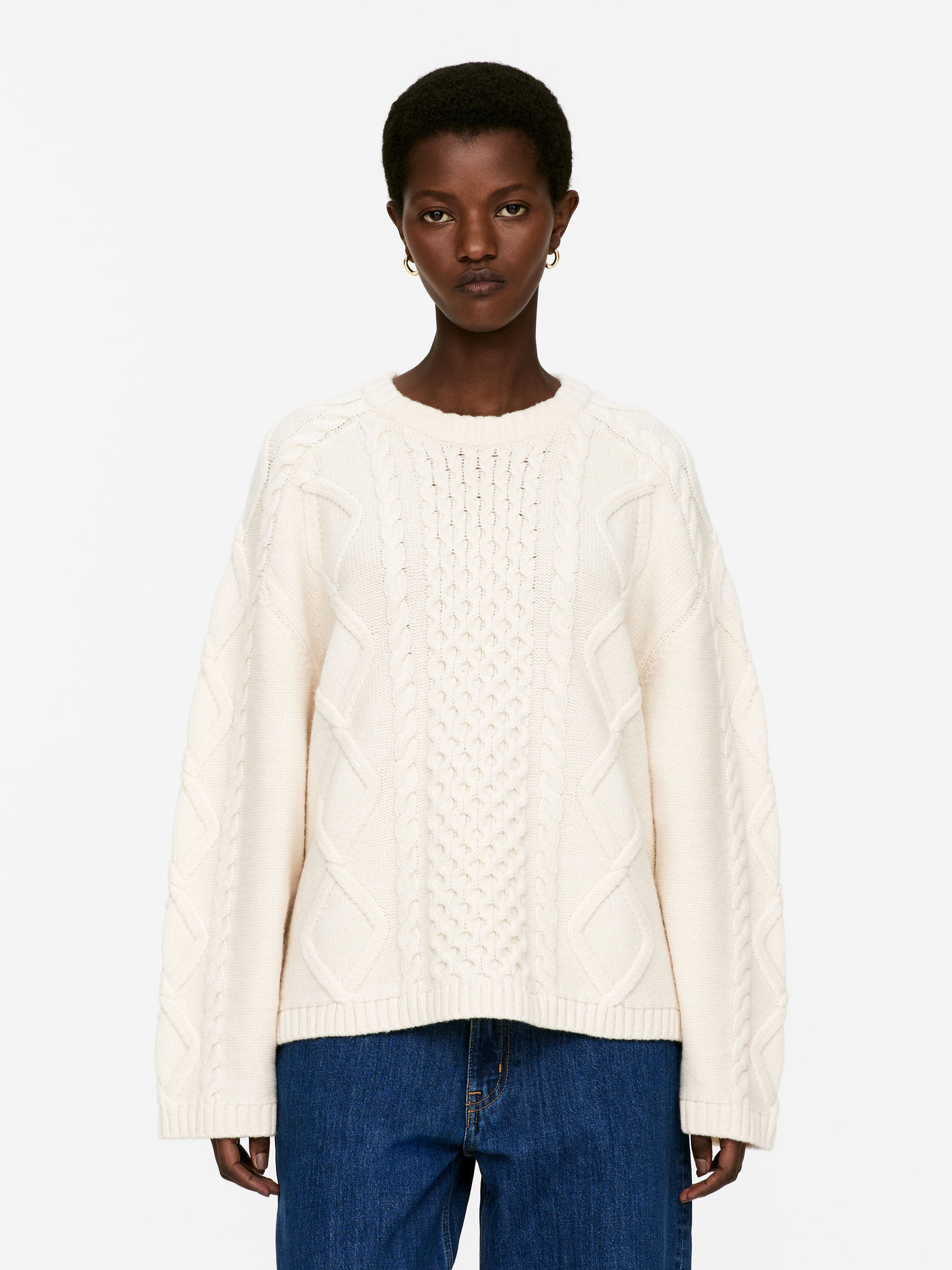 Cable Knit Wool Jumper – Off White – Women – ARKET GB | Arket UK