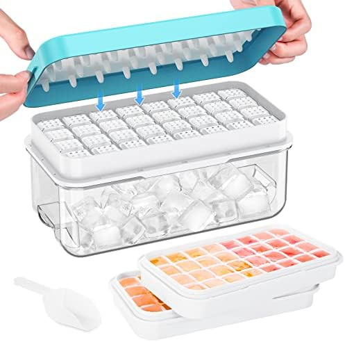 Ice Cube Tray with Lid and Bin, 64 pcs Ice Cubes Molds, Ice Trays for Freezer, Ice Cube Tray Mold... | Amazon (US)